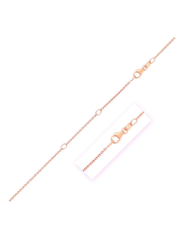 Double Extendable Diamond Cut Cable Chain in 14k Rose Gold (1.4mm) - Ellie Belle