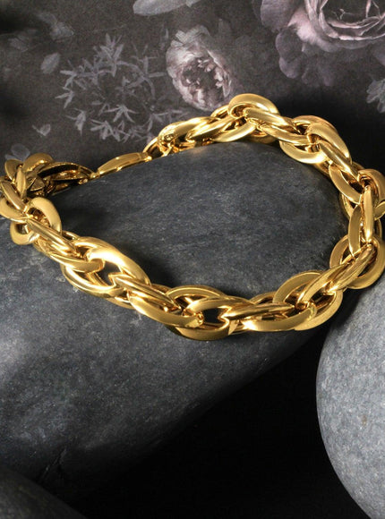 Double Oval Link Chain Bracelet in 14k Yellow Gold - Ellie Belle