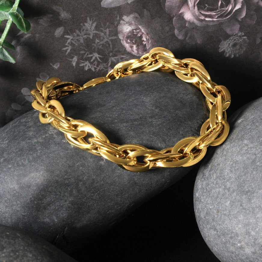 Double Oval Link Chain Bracelet in 14k Yellow Gold - Ellie Belle