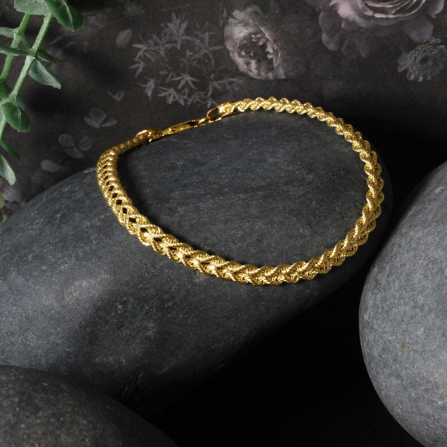 Double Rope Chain Bracelet in 10k Yellow Gold - Ellie Belle