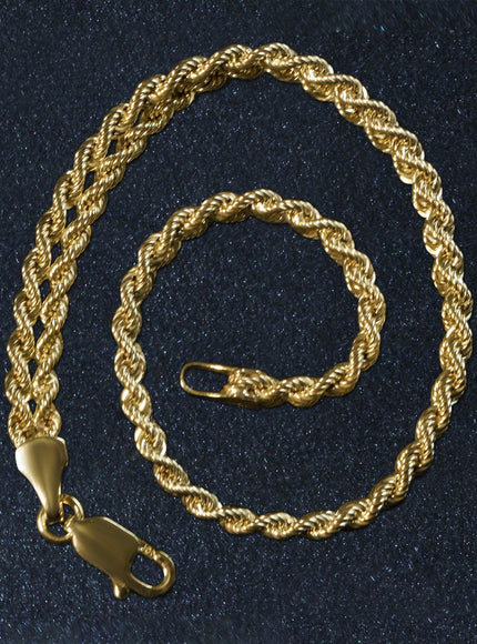 Double Rope Chain Bracelet in 10k Yellow Gold - Ellie Belle