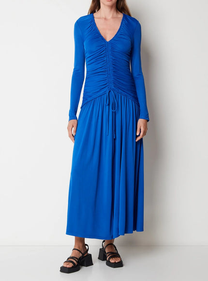Farm Rio V-Neck Rushed Midi Dress
