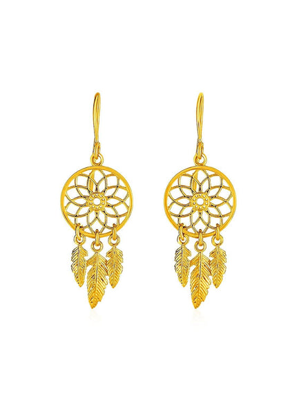 Dream Catcher Earrings in 14k Yellow Gold - Ellie Belle