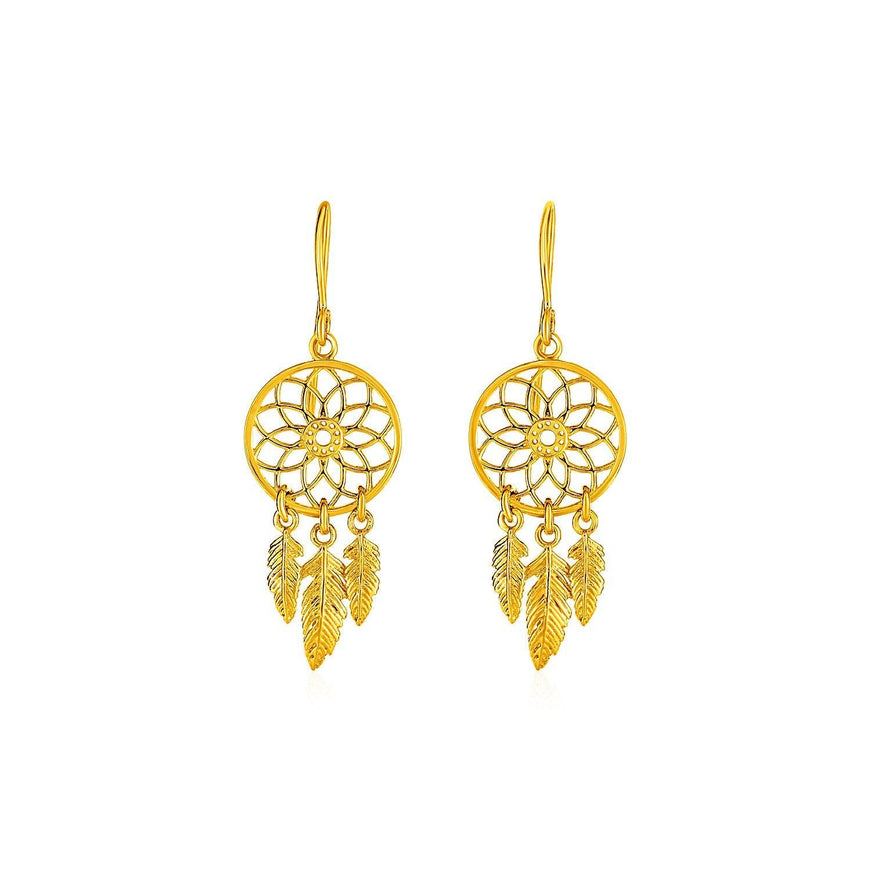 Dream Catcher Earrings in 14k Yellow Gold - Ellie Belle