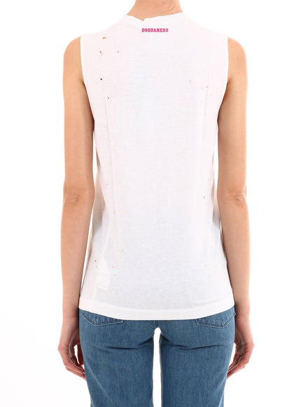 Dsquared2 Hawaii White Cotton Top - Ellie Belle