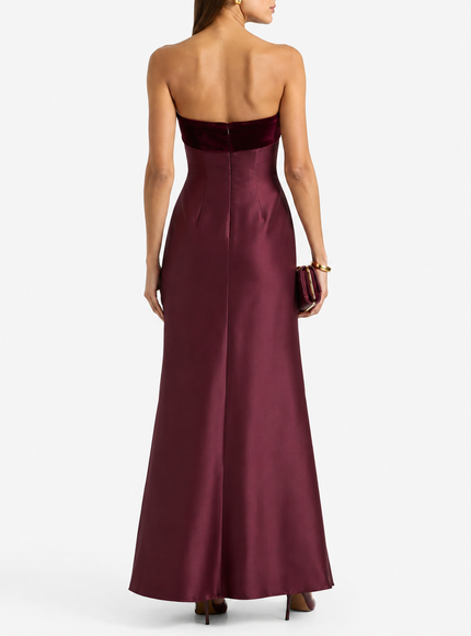 Badgley Mischka Strapless satin-twill gown