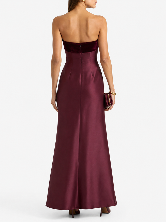 Badgley Mischka Strapless satin-twill gown