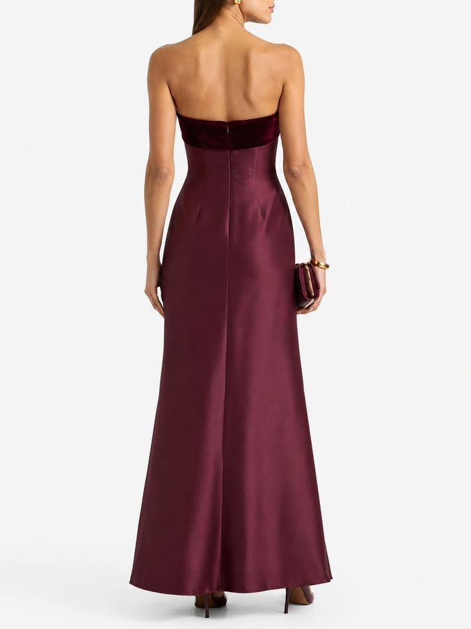 Badgley Mischka Strapless satin-twill gown