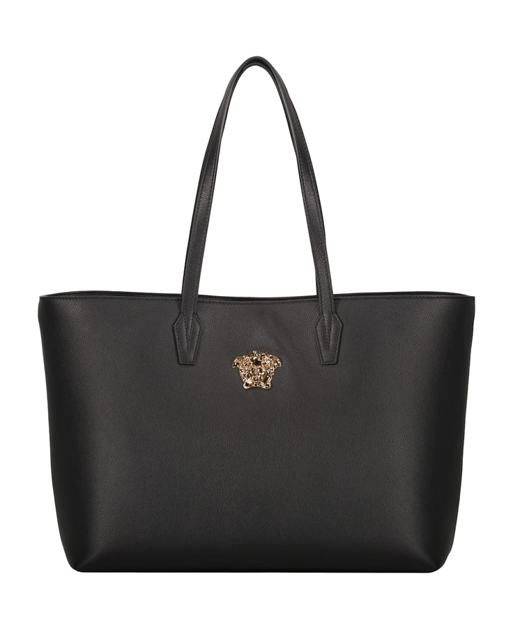 Versace Calf Leather Top Handle Tote Black