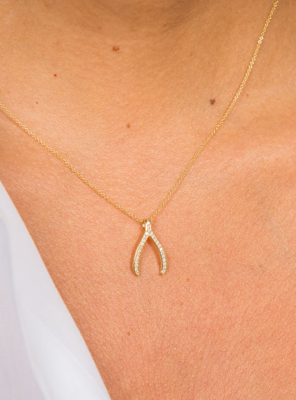 Zoe Lev Diamond Wishbone Pendant