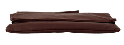 Elegant Brown Leather Clutch with Silver Detailing - Ellie Belle