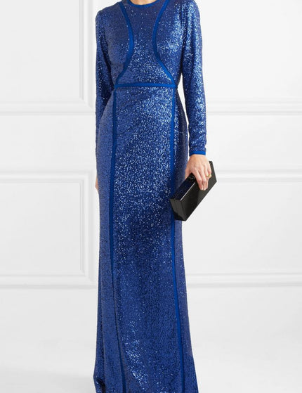 Elie Saab Sequined Tulle Gown in Blue Size FR 44 - Ellie Belle