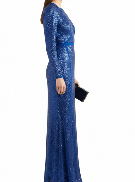 Elie Saab Sequined Tulle Gown in Blue