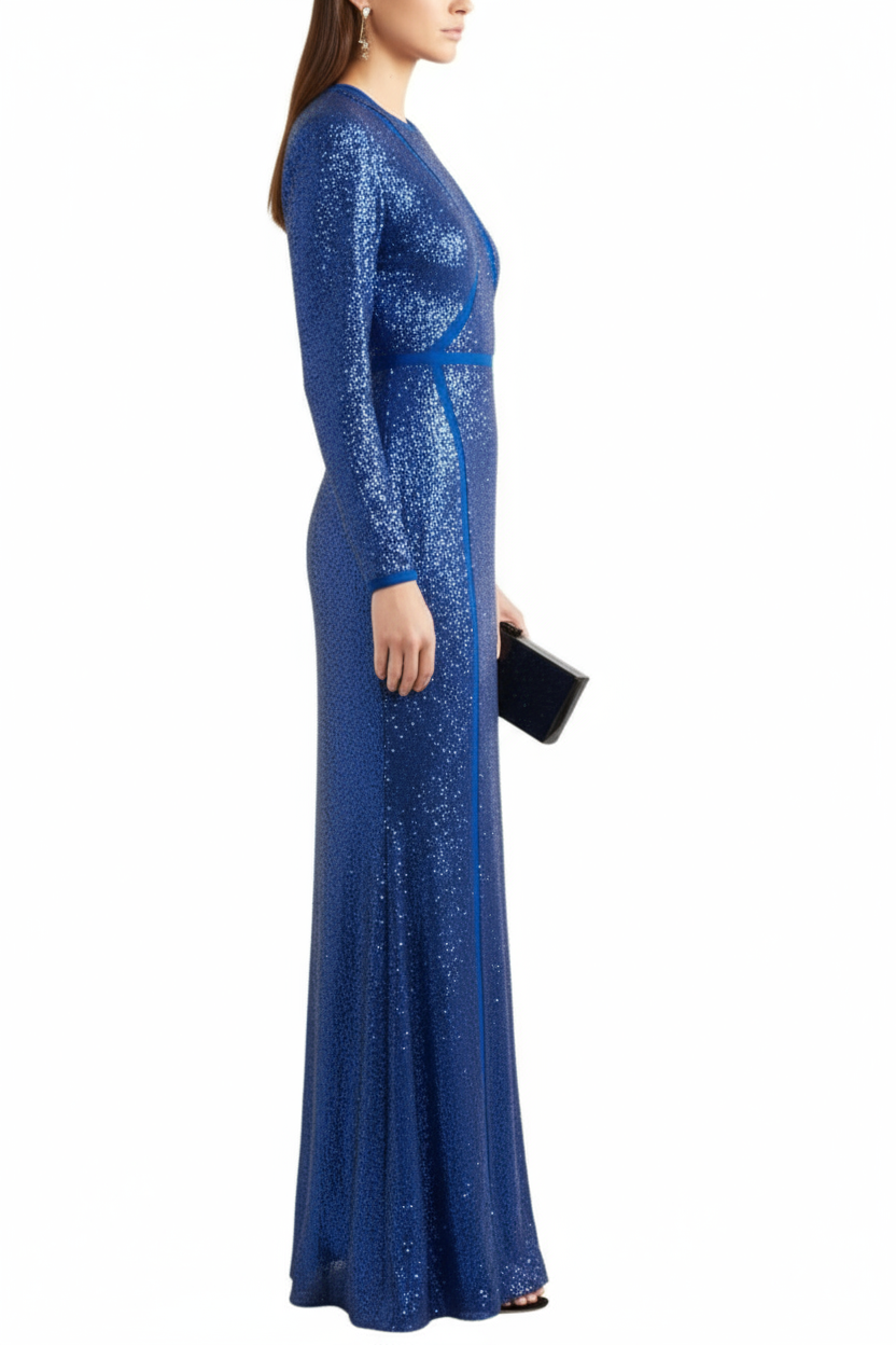 Elie Saab Sequined Tulle Gown in Blue