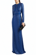 elie saab blue lace dress Ladivine CC447 Elegant Flowy A-line Gown Navy / 8 main image 0