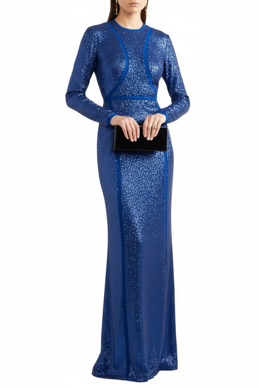 Elie Saab Sequined Tulle Gown in Blue FR44|US10 / Blue