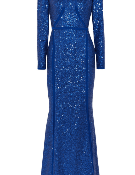 Elie Saab Sequined Tulle Gown in Blue - Ellie Belle