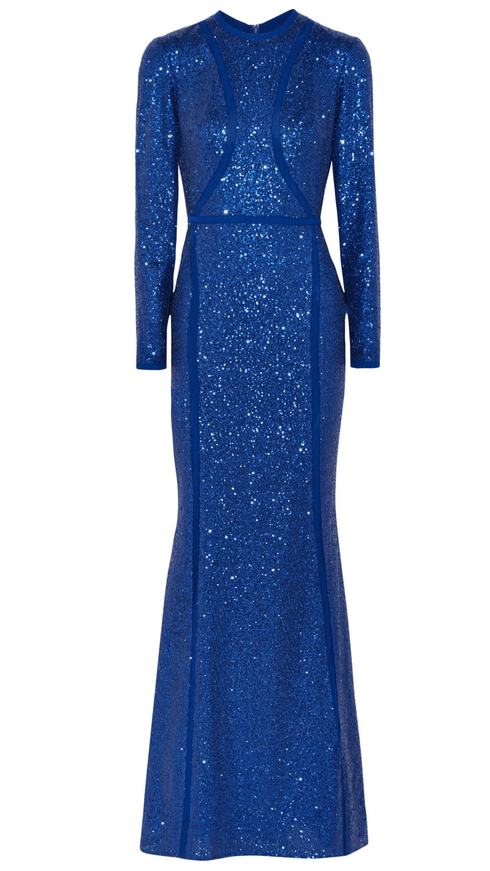 Elie Saab Sequined Tulle Gown in Blue - Ellie Belle