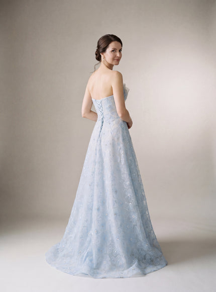 Ellie Belle Celeste Blue Floral Lace Evening Gown