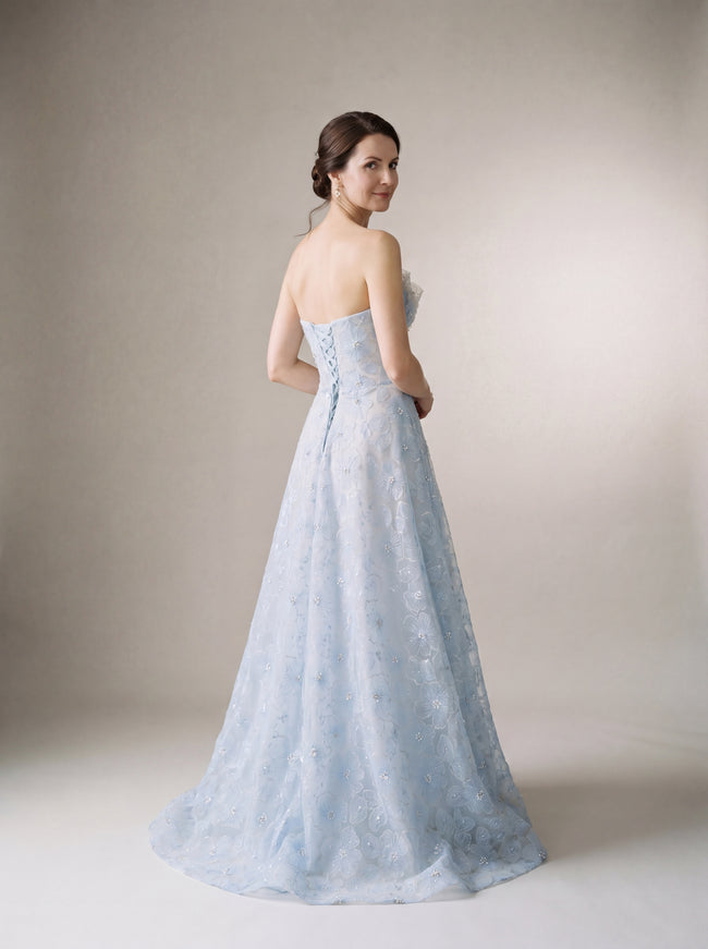 Ellie Belle Celeste Blue Floral Lace Evening Gown