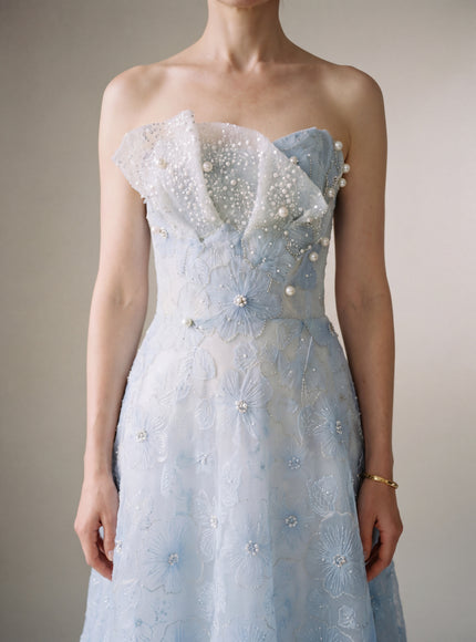 Ellie Belle Celeste Blue Floral Lace Evening Gown