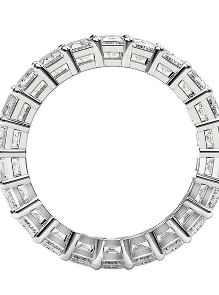 Emerald Cut Lab Grown Diamond Eternity Ring in 14k White Gold (3 cttw FG/VS2) - Ellie Belle