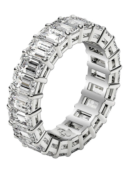 Emerald Cut Lab Grown Diamond Eternity Ring in 14k White Gold (3 cttw FG/VS2) - Ellie Belle