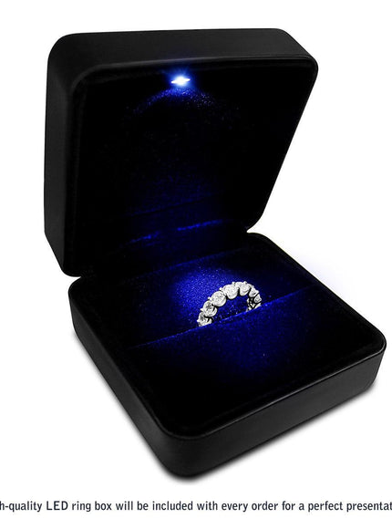Emerald Cut Lab Grown Diamond Eternity Ring in 14k White Gold (3 cttw FG/VS2) - Ellie Belle
