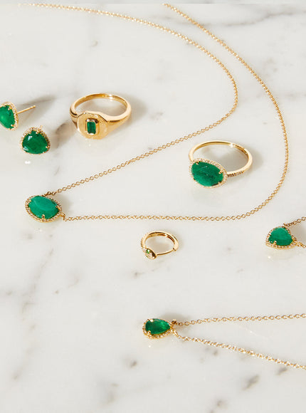 Zoe Lev Diamond Emerald Stud Earrings