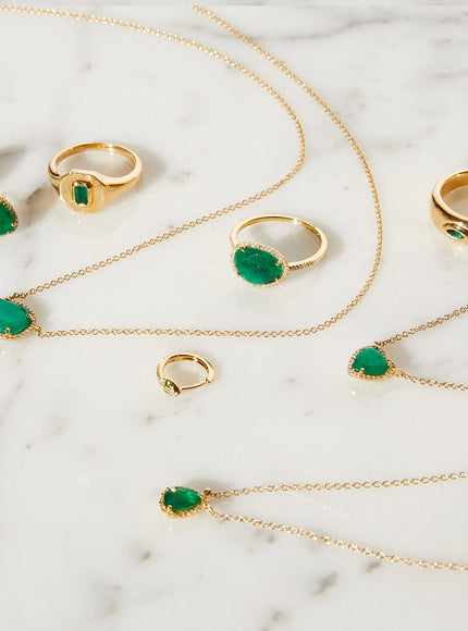 Zoe Lev Diamond Emerald Necklace