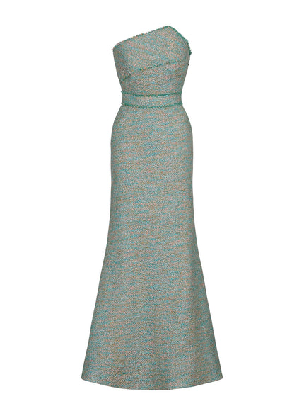 Anne Barge Emilia Metallic Tweed Evening Gown