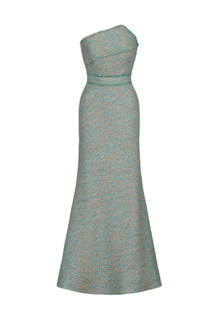 Anne Barge Emilia Metallic Tweed Evening Gown