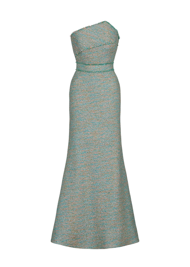 Anne Barge Emilia Metallic Tweed Evening Gown
