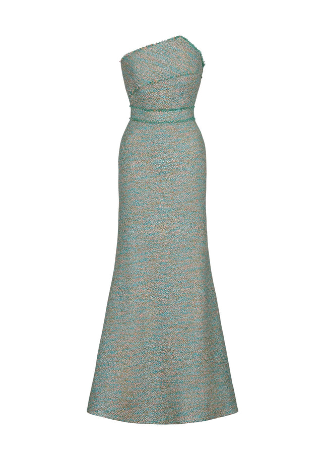 Anne Barge Emilia Metallic Tweed Evening Gown