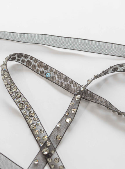 Emilia Narrow Crystal Belt Black