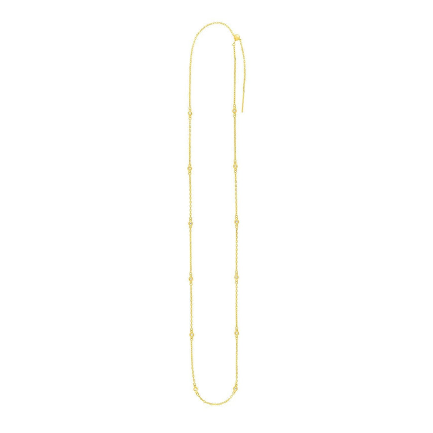 Endless Adjustable Diamond Pendant Chain in 14k Yellow Gold (3.0mm) - Ellie Belle