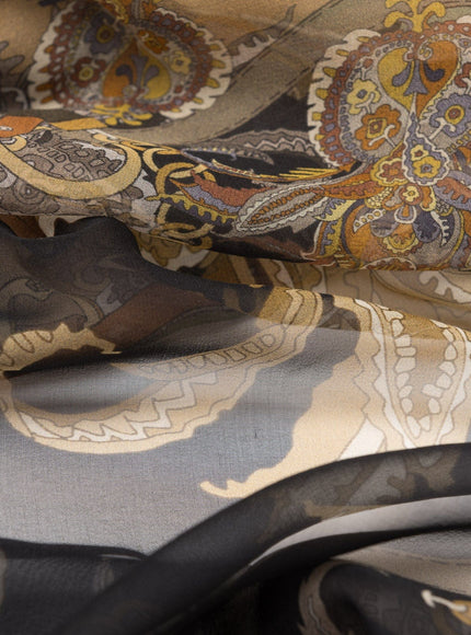 Elizabetta Alessandra Long Sheer Silk Scarf - Black