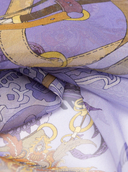 Elizabetta Alessandra Long Sheer Silk Scarf - Purple