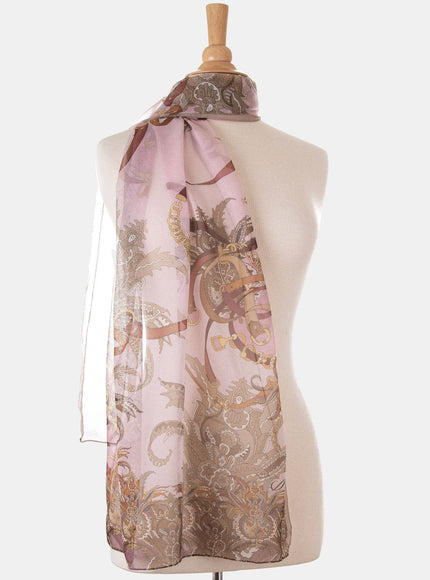 Elizabetta Alessandra Long Sheer Silk Scarf - Cameo Pink