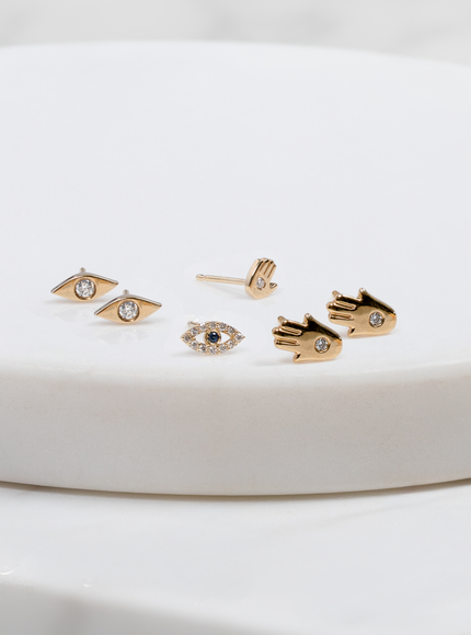 Zoe Lev Tiny Diamond Evil Eye Stud Earring