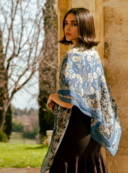 Elizabetta Stella Modal Cashmere Scarf Shawl in Blue Marine