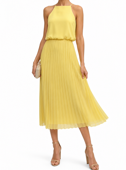 Sam Edelman Blouson Pleated Skirt Midi Dress