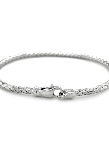 Fancy Weave Bangle in 14k White Gold (3.0mm) - Ellie Belle