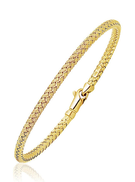 Fancy Weave Bangle in 14k Yellow Gold (3.0mm) - Ellie Belle