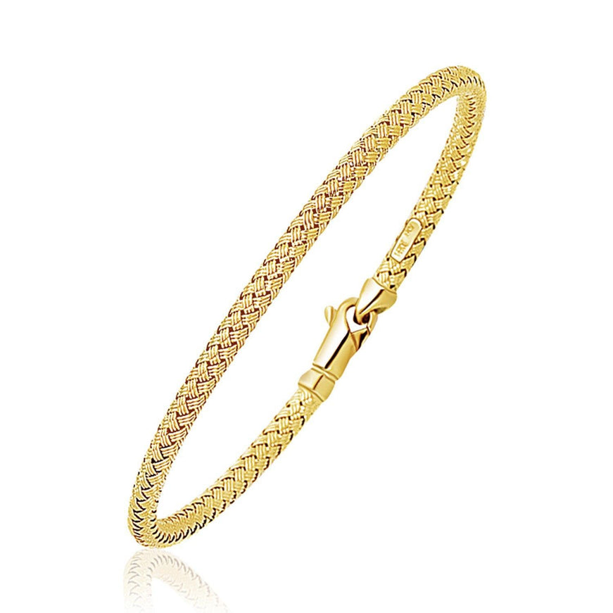 Fancy Weave Bangle in 14k Yellow Gold (3.0mm) - Ellie Belle