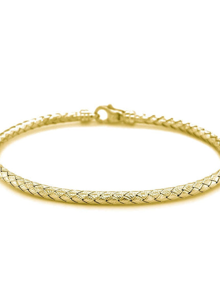 Fancy Weave Bangle in 14k Yellow Gold (3.0mm) - Ellie Belle