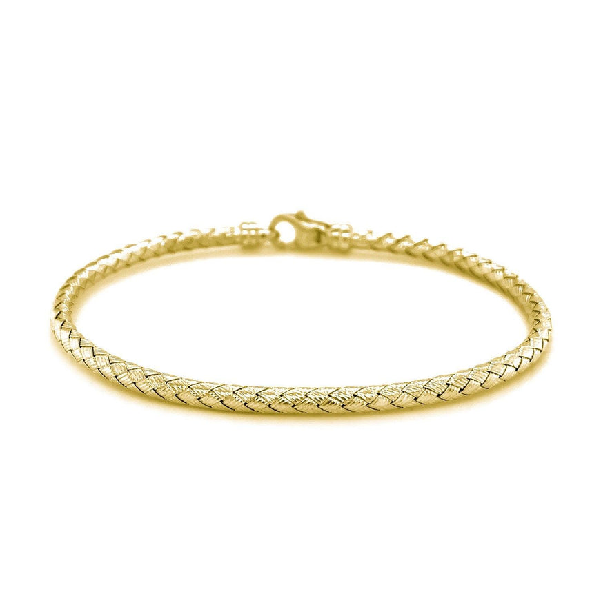 Fancy Weave Bangle in 14k Yellow Gold (3.0mm) - Ellie Belle