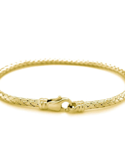 Fancy Weave Bangle in 14k Yellow Gold (3.0mm) - Ellie Belle