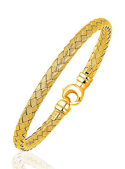 Fancy Weave Bangle in 14k Yellow Gold (5.0mm) - Ellie Belle