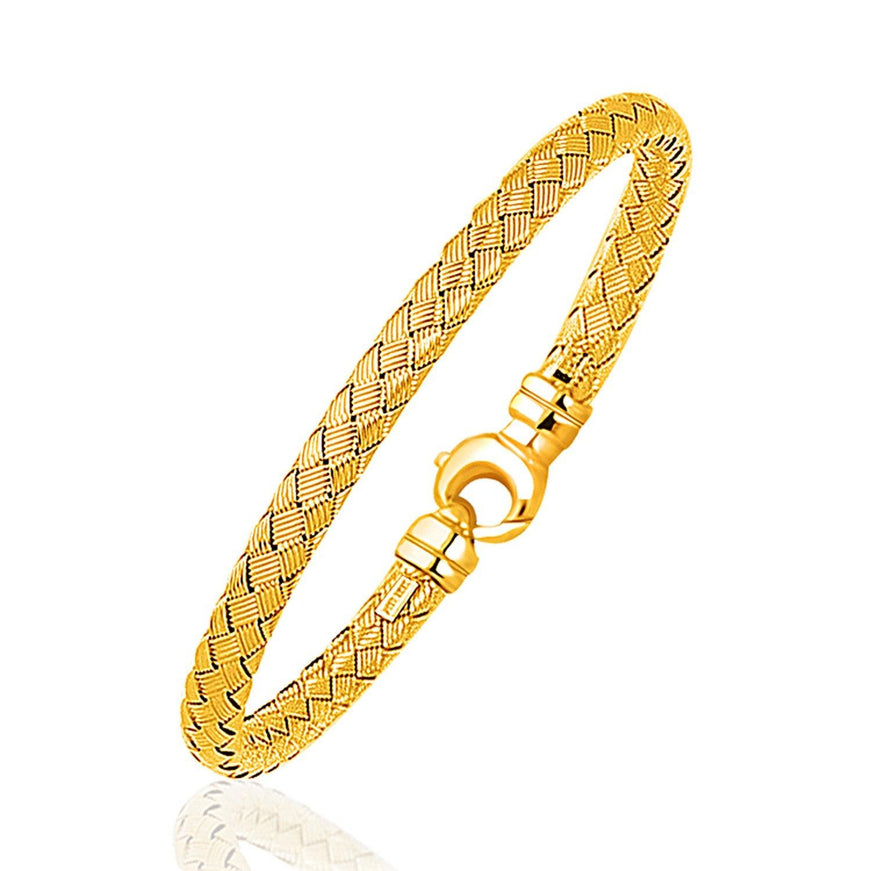 Fancy Weave Bangle in 14k Yellow Gold (5.0mm) - Ellie Belle